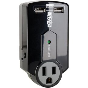 شريط الطاقة المحمول Tripp Lite 3 Outlet Surge Protector، توصيل مباشر، 2 USB، تأمين بقيمة 5000 دولار (SK120USB) in Kuwait