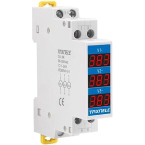 Voltmeter Din Rail 18mm Voltage Meter AC 80-500V 220V 380V Single Three-Phase-Modular Voltmeter Indicator LED Digital Display Detector Voltage Tester (TX-1R) in Saudi Arabia
