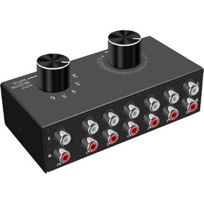محول الصوت، محول الصوت ستيريو RCA، التوصيل والتشغيل المتوافق مع التلفزيون، مشغل بلو راي، مشغل DVD، CD، مكبر الصوت، مكبر الصوت (RCA Audio Switcher 2In 4Out)