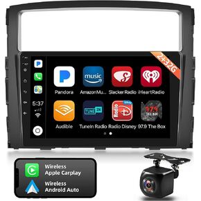 [2+64G] 9 inch Android 13 Car Stereo for Mitsubishi Pajero 4 V80 V90 2006-2014 - Wireless Carplay and Android Auto - Touchscreen Radio GPS Navigation Mirror Link WiFi Bluetooth + Backup Camera in Kuwait