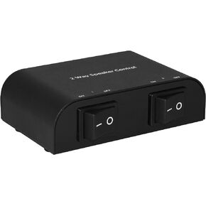 61048 2 to 4 Way Speaker Switch, 1 in 2 Out to 1 in 4 Out Way Pair Stereo Speaker Selector W/Terminal Clamps Metal Non-Slip Box - Black (1 x 2 Way)