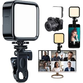 مصباح حلقة صغير LED قابل لإعادة الشحن من Elfofle 3 أوضاع إضاءة محمولة بمشبك إضاءة سيلفي على الضوء 3000k-7000k للهاتف/الكمبيوتر المحمول/الكمبيوتر اللوحي/الكمبيوتر/المكياج/مدونة فيديو in Kuwait