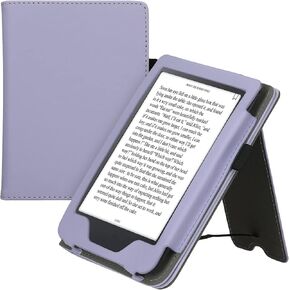kwmobile Case Compatible with Kobo Clara 2E / Tolino Shine 4 - Cover Faux Nubuck Leather e-Reader Flip Case - Berry