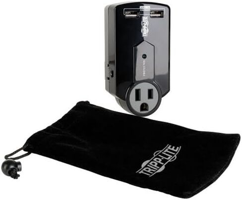 شريط الطاقة المحمول Tripp Lite 3 Outlet Surge Protector، توصيل مباشر، 2 USB، تأمين بقيمة 5000 دولار (SK120USB) in Kuwait