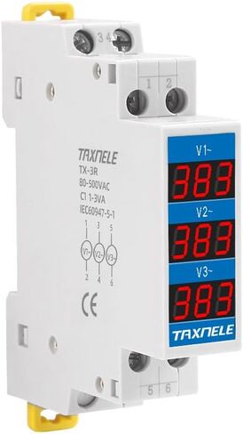 الفولتميتر Din السكك الحديدية 18 مم الجهد متر AC 80-500V 220V 380V واحد ثلاث مراحل وحدات الفولتميتر مؤشر LED العرض الرقمي كاشف الجهد اختبار (TX-1R) in Kuwait