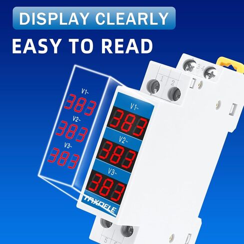الفولتميتر Din السكك الحديدية 18 مم الجهد متر AC 80-500V 220V 380V واحد ثلاث مراحل وحدات الفولتميتر مؤشر LED العرض الرقمي كاشف الجهد اختبار (TX-1R) in Kuwait
