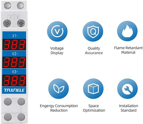 الفولتميتر Din السكك الحديدية 18 مم الجهد متر AC 80-500V 220V 380V واحد ثلاث مراحل وحدات الفولتميتر مؤشر LED العرض الرقمي كاشف الجهد اختبار (TX-1R) in Kuwait