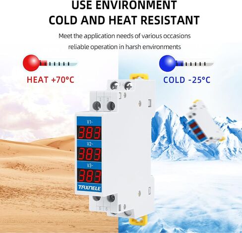 الفولتميتر Din السكك الحديدية 18 مم الجهد متر AC 80-500V 220V 380V واحد ثلاث مراحل وحدات الفولتميتر مؤشر LED العرض الرقمي كاشف الجهد اختبار (TX-1R) in Kuwait