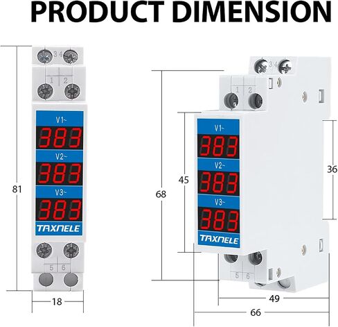 الفولتميتر Din السكك الحديدية 18 مم الجهد متر AC 80-500V 220V 380V واحد ثلاث مراحل وحدات الفولتميتر مؤشر LED العرض الرقمي كاشف الجهد اختبار (TX-1R) in Kuwait