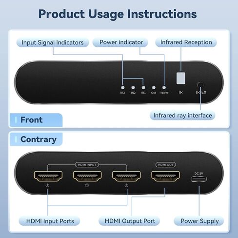 محول HDMI 8K 120Hz 4K 120Hz HDMI سويتش 3 في 1 مع جهاز تحكم عن بعد PS5 HDMI مقسم 4K 120Hz اتش دي ام اي محدد HDMI 2.1 صناديق اختيار الصوت والفيديو 48G HDR 10+ دولبي اتموس in Saudi Arabia