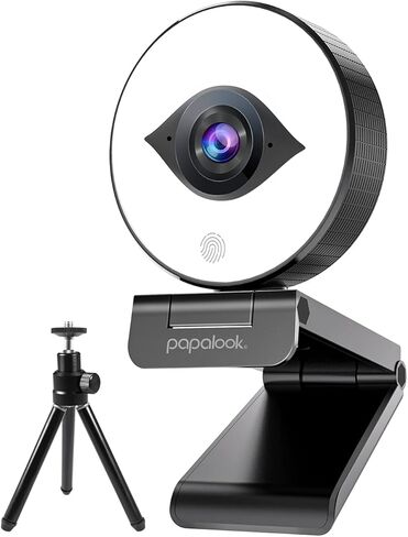 papalook 60FPS 1080P Webcam with Ring Light, Auto-Focus with Tripod, PA552 Pro Full HD Streaming Web Camera with Dual Microphones, Plug and Play for PC Mac Laptop Desktop Computer Online Conference in Kuwait