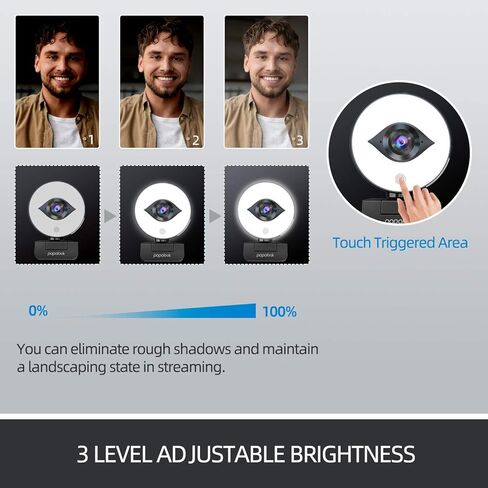 papalook 60FPS 1080P Webcam with Ring Light, Auto-Focus with Tripod, PA552 Pro Full HD Streaming Web Camera with Dual Microphones, Plug and Play for PC Mac Laptop Desktop Computer Online Conference in Kuwait