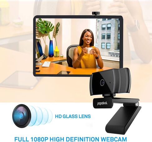 papalook Webcam 1080P, AF925 Autofocus Web Camera Full HD Video Stream, 65° Viewing Angle, Noise Canceling Microphone, Works with OBS, Skype, YouTube, Twitch, for PC/Mac/Laptop/Desktop/MacBook in Kuwait