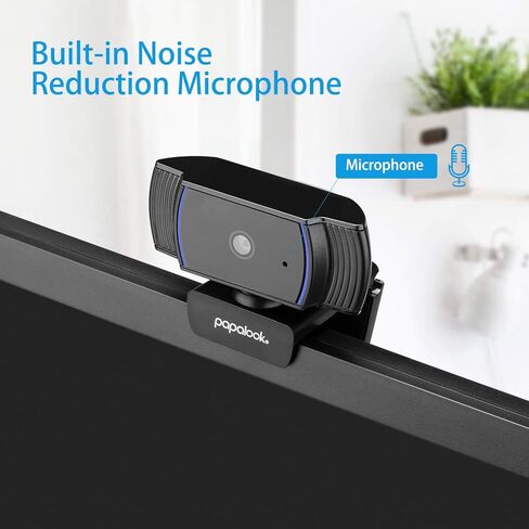 papalook Webcam 1080P, AF925 Autofocus Web Camera Full HD Video Stream, 65° Viewing Angle, Noise Canceling Microphone, Works with OBS, Skype, YouTube, Twitch, for PC/Mac/Laptop/Desktop/MacBook in Kuwait