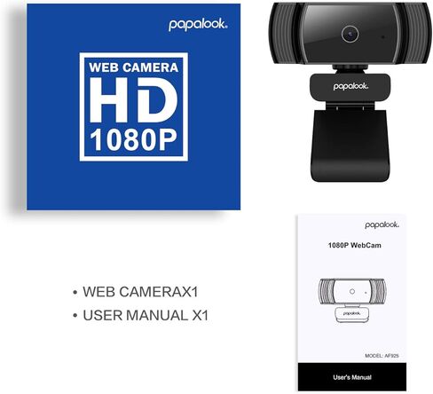 papalook Webcam 1080P, AF925 Autofocus Web Camera Full HD Video Stream, 65° Viewing Angle, Noise Canceling Microphone, Works with OBS, Skype, YouTube, Twitch, for PC/Mac/Laptop/Desktop/MacBook in Kuwait