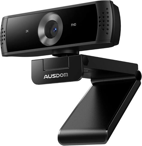 AUSDOM 2K Webcam, Live Streaming Web Camera with Microphone, Desktop or Laptop USB Webcam with 75 Degree View Angle, HD Webcam for Video Calling, Recording, Conferencing, Streaming, Gaming in Kuwait