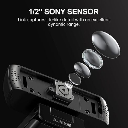 AUSDOM 2K Webcam, Live Streaming Web Camera with Microphone, Desktop or Laptop USB Webcam with 75 Degree View Angle, HD Webcam for Video Calling, Recording, Conferencing, Streaming, Gaming in Kuwait