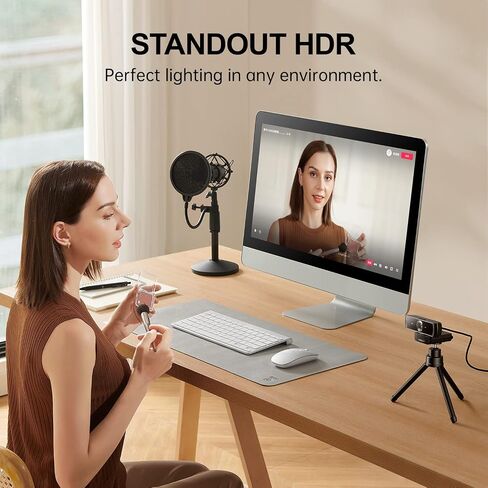AUSDOM 2K Webcam, Live Streaming Web Camera with Microphone, Desktop or Laptop USB Webcam with 75 Degree View Angle, HD Webcam for Video Calling, Recording, Conferencing, Streaming, Gaming in Kuwait