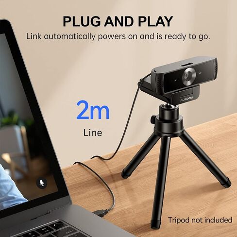 AUSDOM 2K Webcam, Live Streaming Web Camera with Microphone, Desktop or Laptop USB Webcam with 75 Degree View Angle, HD Webcam for Video Calling, Recording, Conferencing, Streaming, Gaming in Kuwait