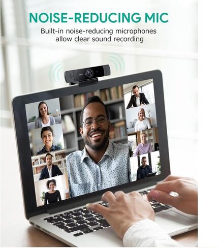 كاميرا ويب بدقة 1080 بكسل مع ميكروفونات استريو مزدوجة لتقليل الضوضاء - أسود in Kuwait