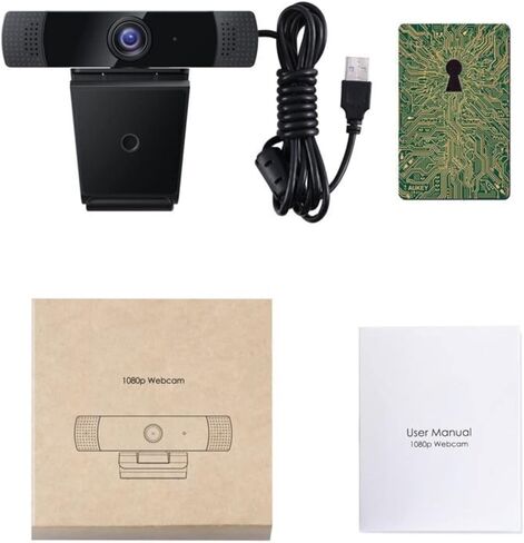كاميرا ويب بدقة 1080 بكسل مع ميكروفونات استريو مزدوجة لتقليل الضوضاء - أسود in Kuwait