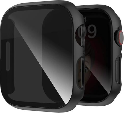عبوة من قطعتين من Cuteey لساعة Apple Watch Series 8 Series 7 حافظة حماية شاشة للخصوصية مقاس 45 مم، واقي زجاجي مضاد للتجسس غطاء صلب من البولي كربونات لملحقات iWatch 8 7 مقاس 45 مم، أسود/أسود in Kuwait