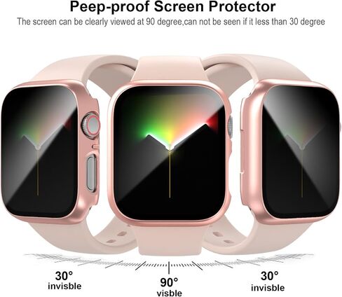 عبوة من قطعتين من Cuteey لساعة Apple Watch Series 8 Series 7 حافظة حماية شاشة للخصوصية مقاس 45 مم، واقي زجاجي مضاد للتجسس غطاء صلب من البولي كربونات لملحقات iWatch 8 7 مقاس 45 مم، أسود/أسود in Kuwait