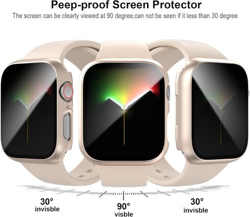 عبوة من قطعتين من Cuteey لساعة Apple Watch Series 8 Series 7 حافظة حماية شاشة للخصوصية مقاس 45 مم، واقي زجاجي مضاد للتجسس غطاء صلب من البولي كربونات لملحقات iWatch 8 7 مقاس 45 مم، أسود/أسود in Kuwait