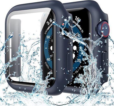 Goton Waterproof Case for Apple Watch Series 10 Screen Protector 46mm, Tempered Glass Hard PC Bumper Face Cover Compatible with iWatch Accessories 46 mm Matte Black in Kuwait
