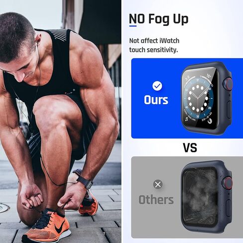 Goton Waterproof Case for Apple Watch Series 10 Screen Protector 46mm, Tempered Glass Hard PC Bumper Face Cover Compatible with iWatch Accessories 46 mm Matte Black in Kuwait