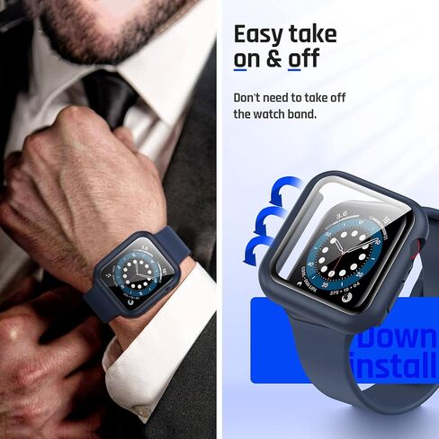 Goton Waterproof Case for Apple Watch Series 10 Screen Protector 46mm, Tempered Glass Hard PC Bumper Face Cover Compatible with iWatch Accessories 46 mm Matte Black in Kuwait