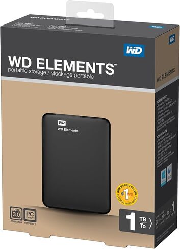 WD 1TB WD Elements Portable USB 3.0 Hard Drive Storage (WDBUZG0010BBK-EESN) in Kuwait