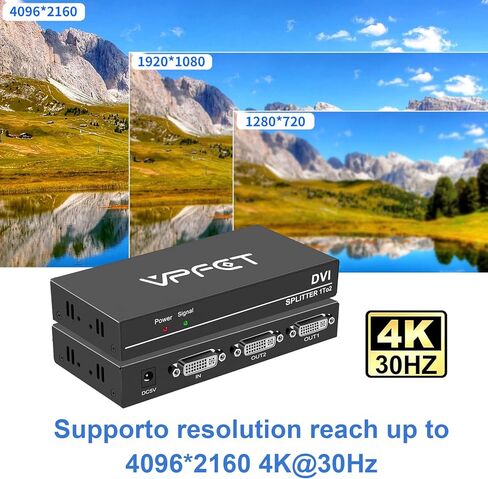 موزع DVI 1x2 DVI 1 في 2 مخرج 2 منفذ DVI يدعم دقة تصل إلى 4K2K/30Hz نسخ تلقائي EDID in Kuwait