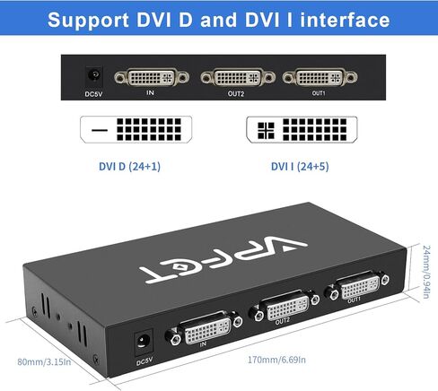 موزع DVI 1x2 DVI 1 في 2 مخرج 2 منفذ DVI يدعم دقة تصل إلى 4K2K/30Hz نسخ تلقائي EDID in Kuwait