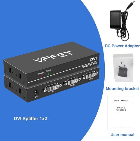 موزع DVI 1x2 DVI 1 في 2 مخرج 2 منفذ DVI يدعم دقة تصل إلى 4K2K/30Hz نسخ تلقائي EDID in Kuwait