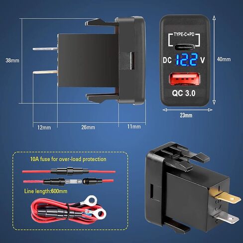 Quick Charge 3.0 & PD USB C Dual USB Port Charger Socket Power Adapter for Toyota in Saudi Arabia