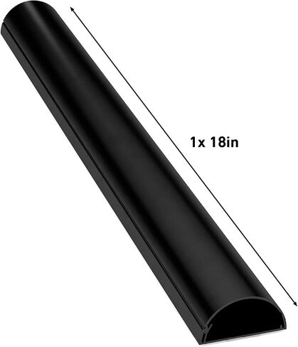 D-Line TV Wire Hider, Half Round Cord Cover for Wall Mount TV, Hinged One-Piece Raceway, Paintable, Self-Adhesive Cable Management - 2" (W) x 1" (H) x 18" Length - White in Kuwait