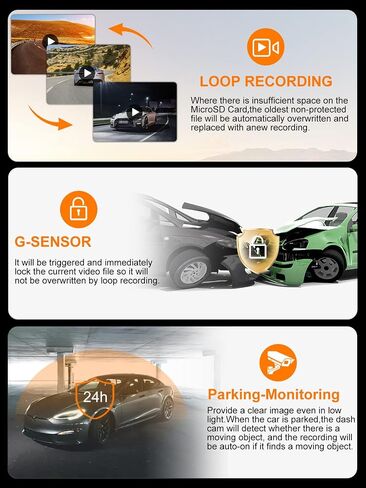 GURIDO 360° Dash Cam, 2 Channel Dash Cam with 32G SD Card, 1440P Car Dash Camera Front and Inside, 1440P +1080P Dashcam Front Rear and Cabin, 3" LCD Super IR Night Vision, Loop Recording in Saudi Arabia