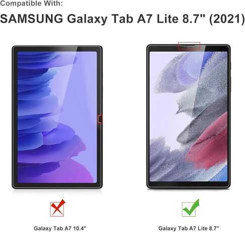 واقي شاشة Tuvror مكون من عبوتين لجهاز Samsung Galaxy Tab A7lite 2021 8.7 بوصة (SM-T220 T225 T227)، طبقة زجاجية مقسى ممتازة. in Kuwait