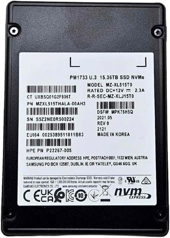 METServers PM1733 15.36TB 2.5" NVMe U.3 SSD PCIe MZXL515THALA-00AH3 (Renewed) in Saudi Arabia