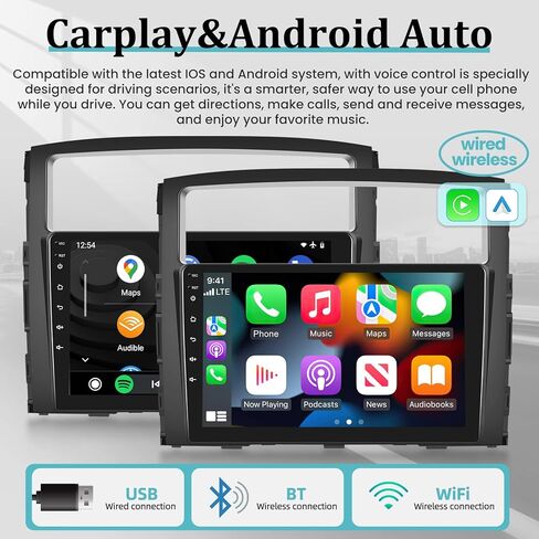 [2+32G] ستيريو سيارة Android مقاس 9 بوصة لسيارة Mitsubishi Pajero 4 V80 V90 2006-2014، Carplay اللاسلكي وAndroid Auto، شاشة لمس راديو GPS مرآة وصلة واي فاي بلوتوث + كاميرا احتياطية in Kuwait