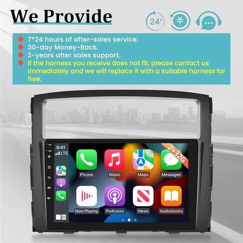 [2+32G] ستيريو سيارة Android مقاس 9 بوصة لسيارة Mitsubishi Pajero 4 V80 V90 2006-2014، Carplay اللاسلكي وAndroid Auto، شاشة لمس راديو GPS مرآة وصلة واي فاي بلوتوث + كاميرا احتياطية in Kuwait