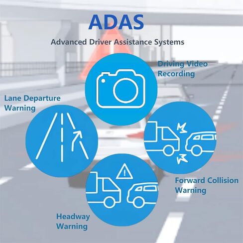 كاميرا قياس السيارة LEROAADZ، كاميرا أمامية للسيارات مع ADAS، كاميرا سيارة USB DVR بزاوية واسعة 170 درجة، دوران زاوية عرض 360 درجة، رؤية ليلية AHD 1080P in Kuwait