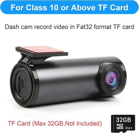 كاميرا قياس السيارة LEROAADZ، كاميرا أمامية للسيارات مع ADAS، كاميرا سيارة USB DVR بزاوية واسعة 170 درجة، دوران زاوية عرض 360 درجة، رؤية ليلية AHD 1080P in Kuwait