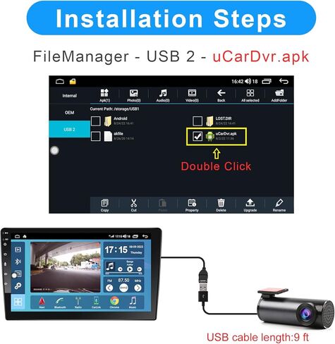 كاميرا قياس السيارة LEROAADZ، كاميرا أمامية للسيارات مع ADAS، كاميرا سيارة USB DVR بزاوية واسعة 170 درجة، دوران زاوية عرض 360 درجة، رؤية ليلية AHD 1080P in Kuwait