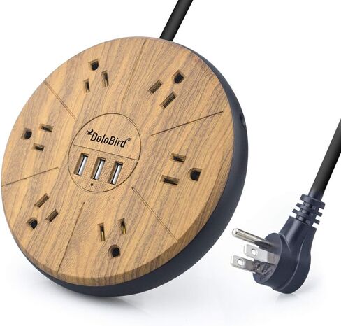 Power Strip Surge Protector 6 AC outlets with 3 USB Ports Charging Station Long Extension Cord Right Angle Flat Plug Widely Spaced Multi Outlets Circuit Breaker Safeguard for Home,Office, Dorm Room in Kuwait