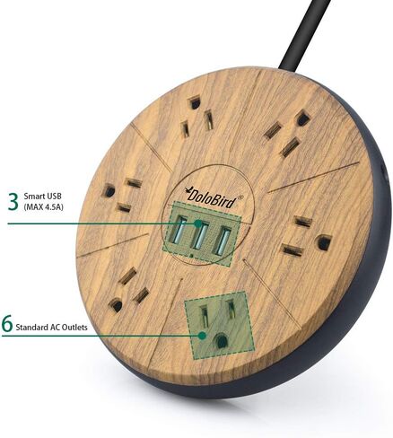 Power Strip Surge Protector 6 AC outlets with 3 USB Ports Charging Station Long Extension Cord Right Angle Flat Plug Widely Spaced Multi Outlets Circuit Breaker Safeguard for Home,Office, Dorm Room in Kuwait