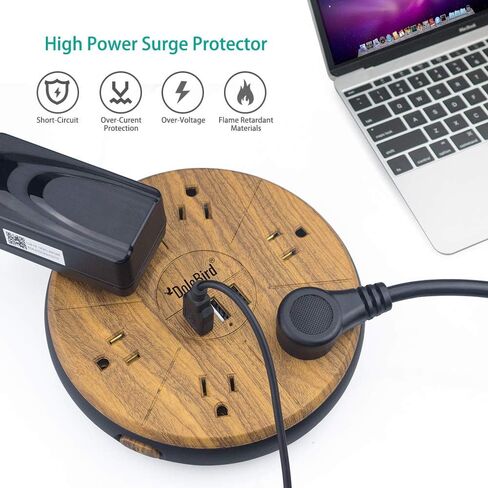 Power Strip Surge Protector 6 AC outlets with 3 USB Ports Charging Station Long Extension Cord Right Angle Flat Plug Widely Spaced Multi Outlets Circuit Breaker Safeguard for Home,Office, Dorm Room in Kuwait