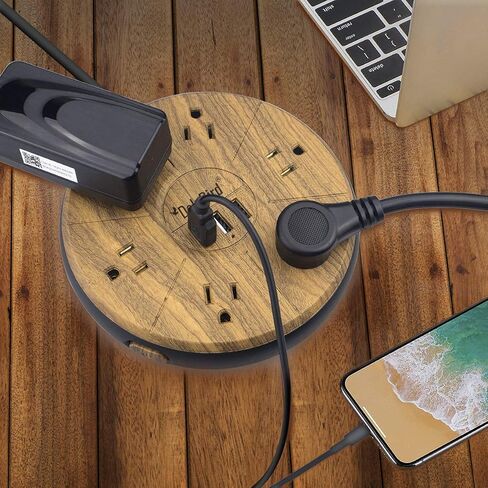 Power Strip Surge Protector 6 AC outlets with 3 USB Ports Charging Station Long Extension Cord Right Angle Flat Plug Widely Spaced Multi Outlets Circuit Breaker Safeguard for Home,Office, Dorm Room in Kuwait