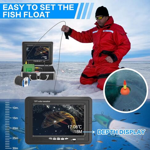 Seblub Fishing Camera Underwater Ice Fish Gear Equipment with Depth Temperature Display 7'' LCD Infrared Fish Finder 30m -F009SH in Saudi Arabia